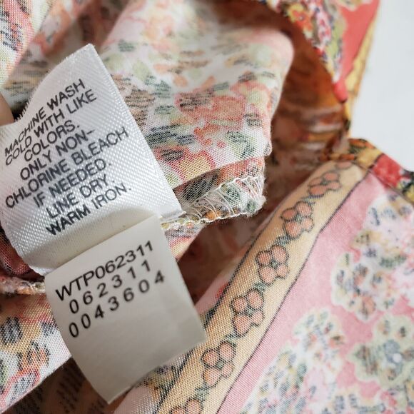 J. Jill Womens Tunic Tank Top Size XS Orange Floral Print Button Up Sleeveless - Picture 11 of 11